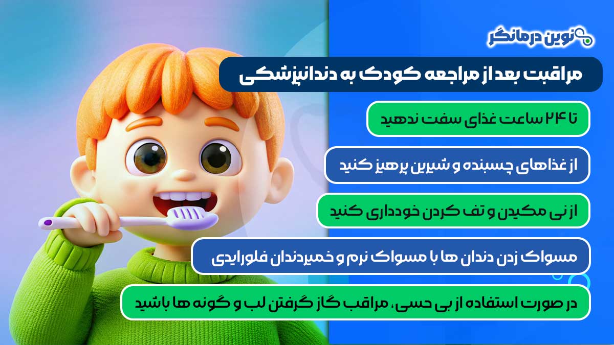 مراقبت بعد از مراجعه کودک به دندانپزشکی